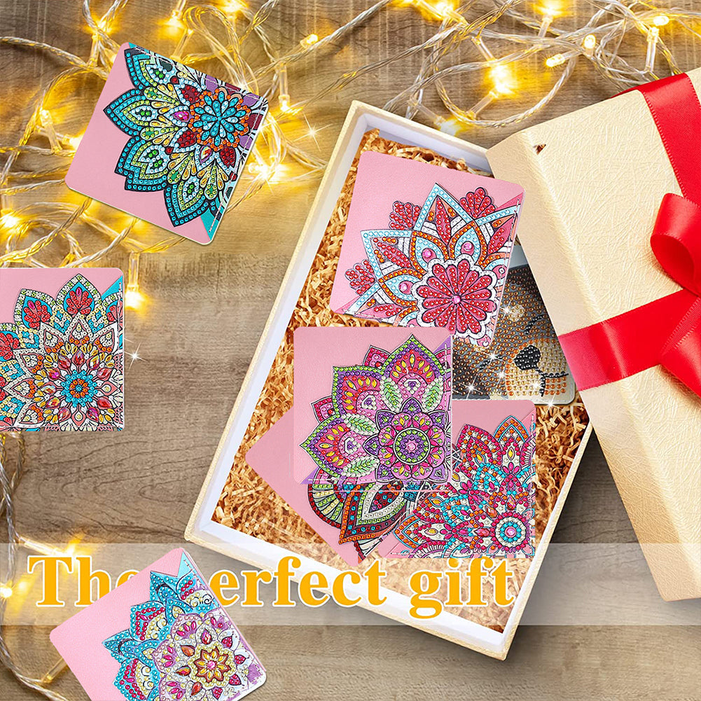 Coffret de 8 marque-pages Garvee pour peinture diamant, motif mandala, acrylique et cuir PU, pratique et élégant, cadeau DIY pour les amoureux des livres