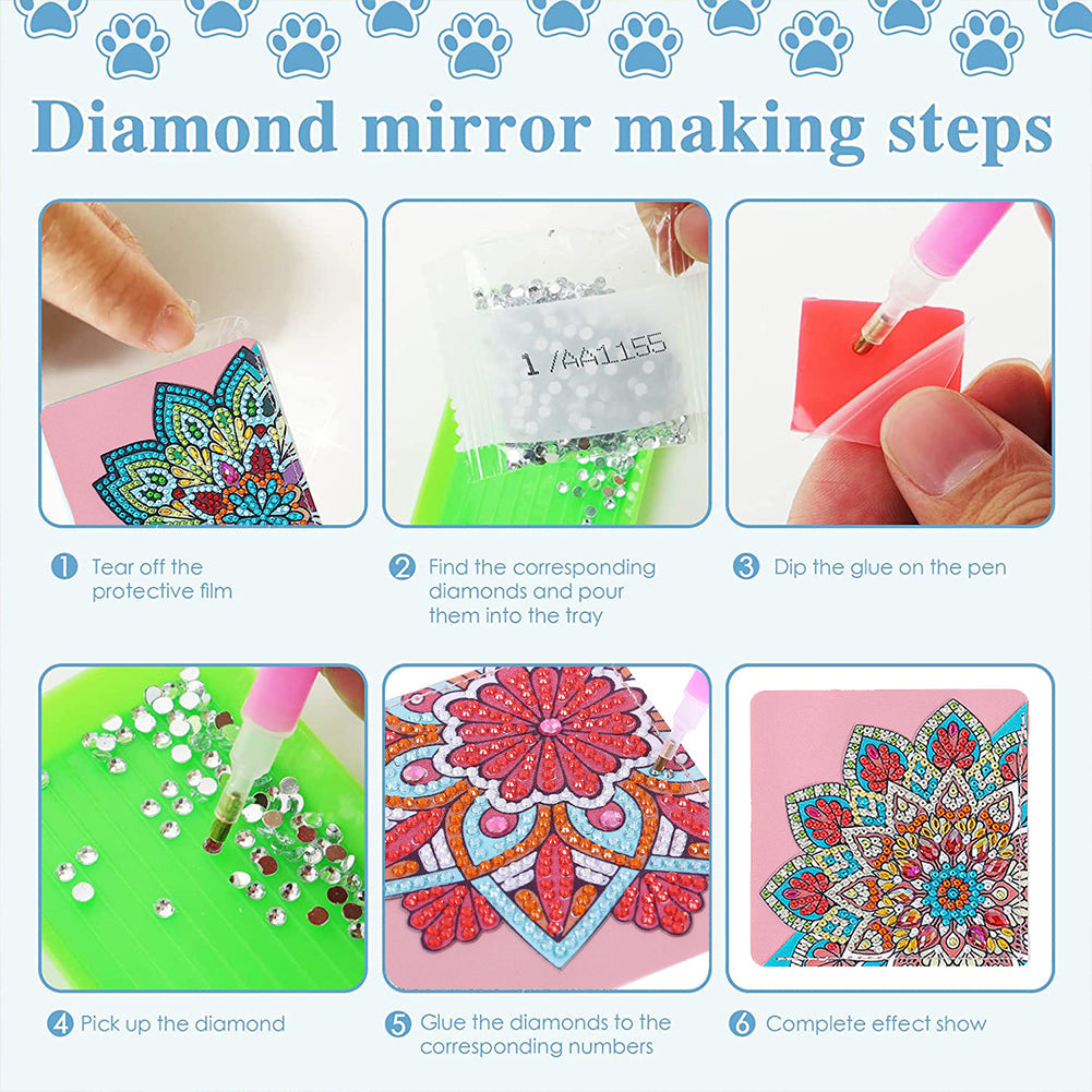 Coffret de 8 marque-pages Garvee pour peinture diamant, motif mandala, acrylique et cuir PU, pratique et élégant, cadeau DIY pour les amoureux des livres