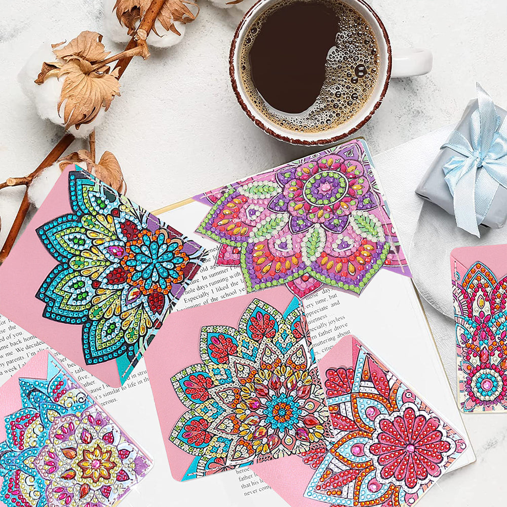 Coffret de 8 marque-pages Garvee pour peinture diamant, motif mandala, acrylique et cuir PU, pratique et élégant, cadeau DIY pour les amoureux des livres
