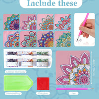 Coffret de 8 marque-pages Garvee pour peinture diamant, motif mandala, acrylique et cuir PU, pratique et élégant, cadeau DIY pour les amoureux des livres