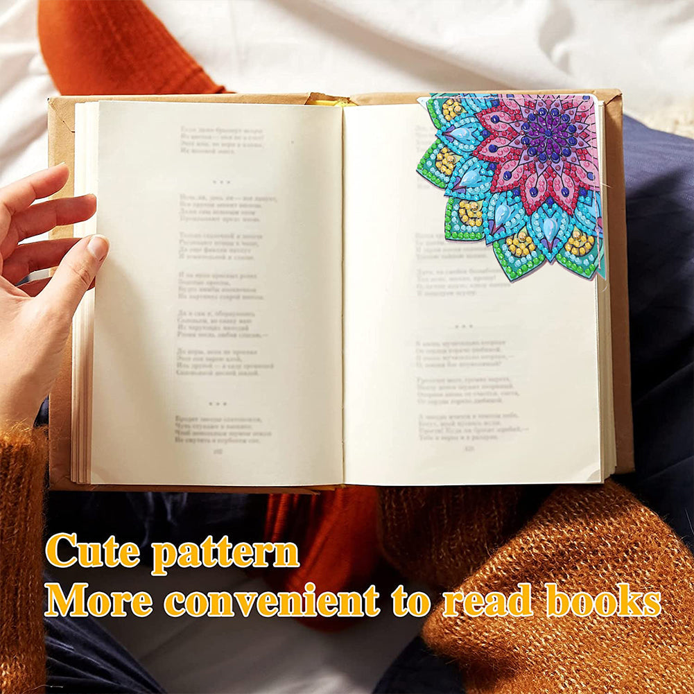 Coffret de 8 marque-pages Garvee pour peinture diamant, motif mandala, acrylique et cuir PU, pratique et élégant, cadeau DIY pour les amoureux des livres