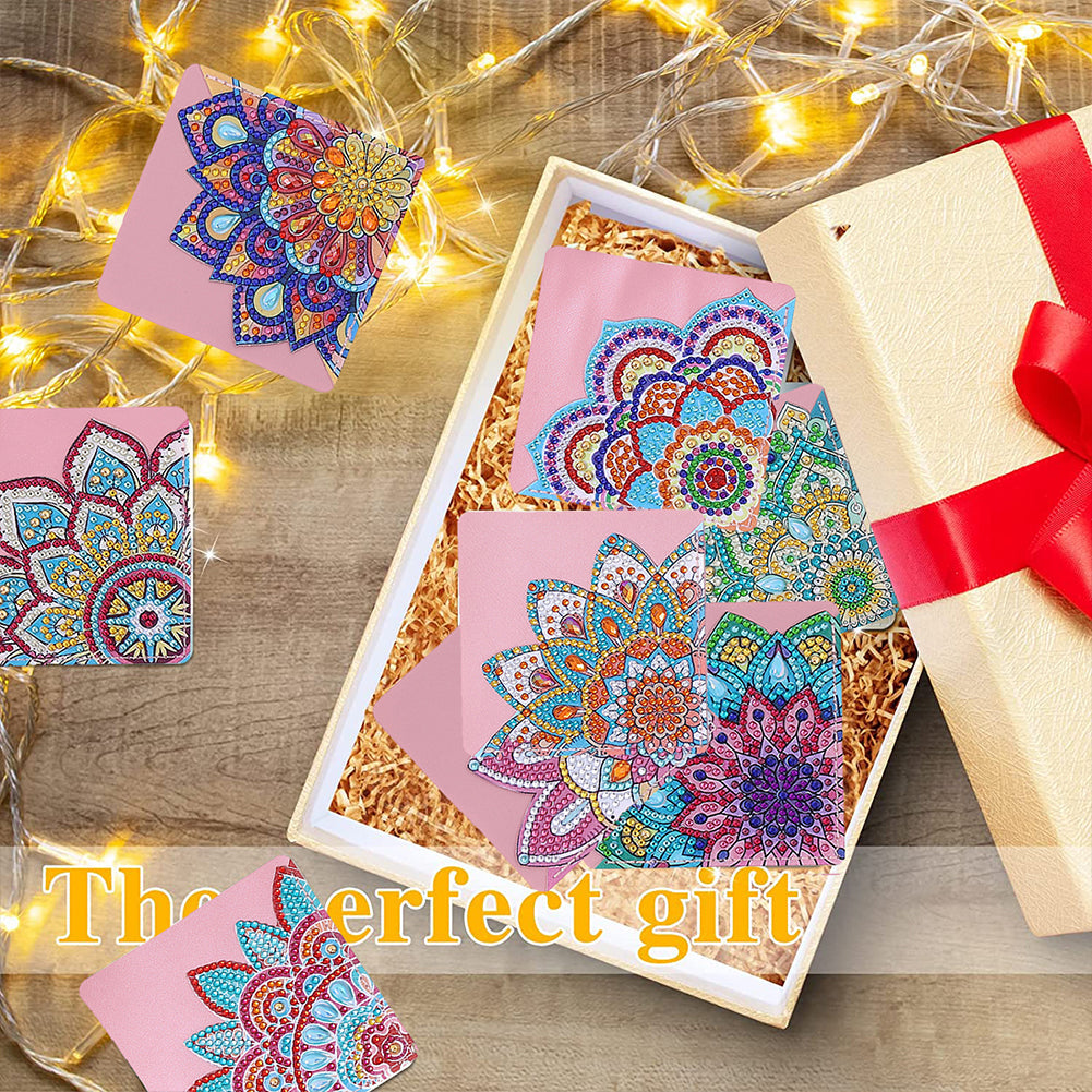 Coffret de 8 marque-pages Garvee pour peinture diamant, motif mandala, acrylique et cuir PU, pratique et élégant, cadeau DIY pour les amoureux des livres