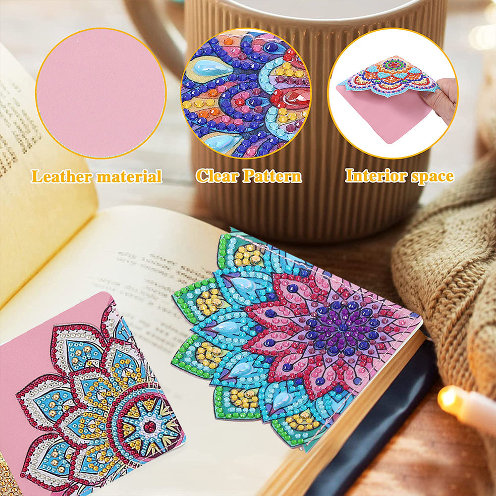 Coffret de 8 marque-pages Garvee pour peinture diamant, motif mandala, acrylique et cuir PU, pratique et élégant, cadeau DIY pour les amoureux des livres