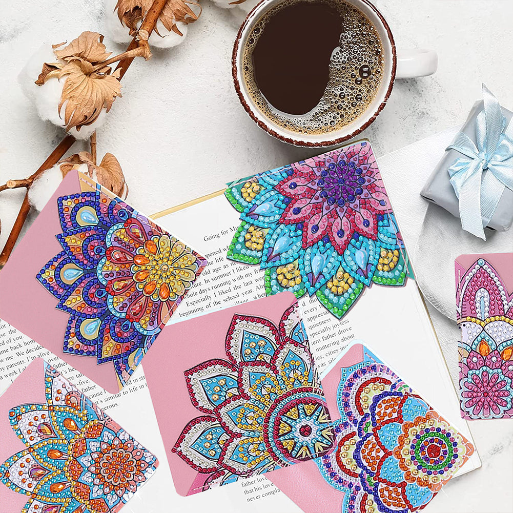 Coffret de 8 marque-pages Garvee pour peinture diamant, motif mandala, acrylique et cuir PU, pratique et élégant, cadeau DIY pour les amoureux des livres
