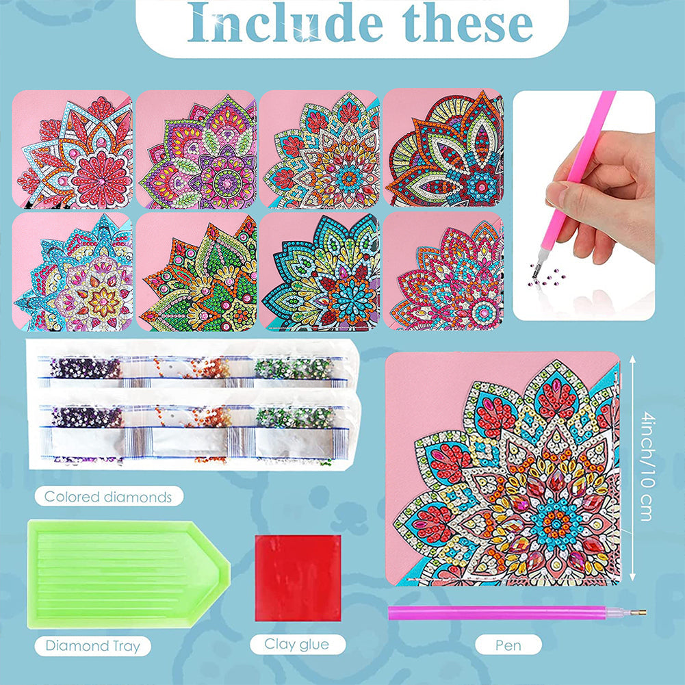 Coffret de 8 marque-pages Garvee pour peinture diamant, motif mandala, acrylique et cuir PU, pratique et élégant, cadeau DIY pour les amoureux des livres