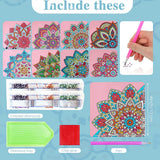 Coffret de 8 marque-pages Garvee pour peinture diamant, motif mandala, acrylique et cuir PU, pratique et élégant, cadeau DIY pour les amoureux des livres