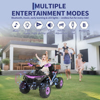 Garvee Quad Électrique 12 V pour Enfants de 3 à 6 Ans, 2 Moteurs Puissants, Télécommande Parentale, Éclairage LED, 4 Roues Robustes, 95 × 56 × 55 cm, pour Extérieur, Violet
