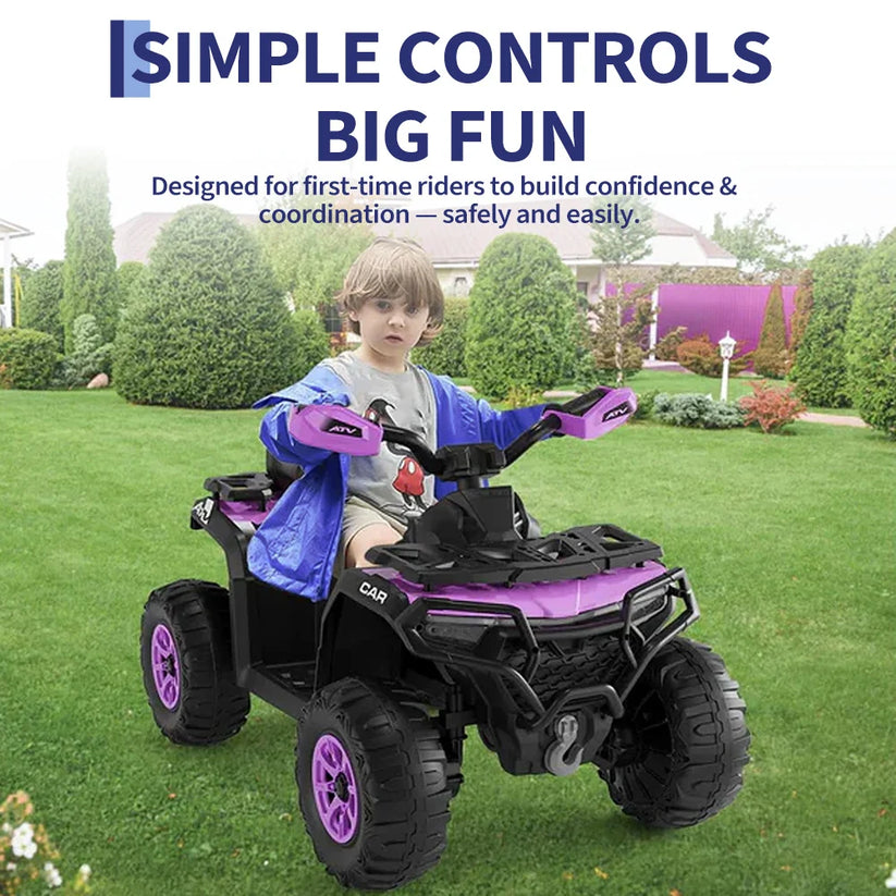 Quad enfant télécommande parentale et commande pédale enfant