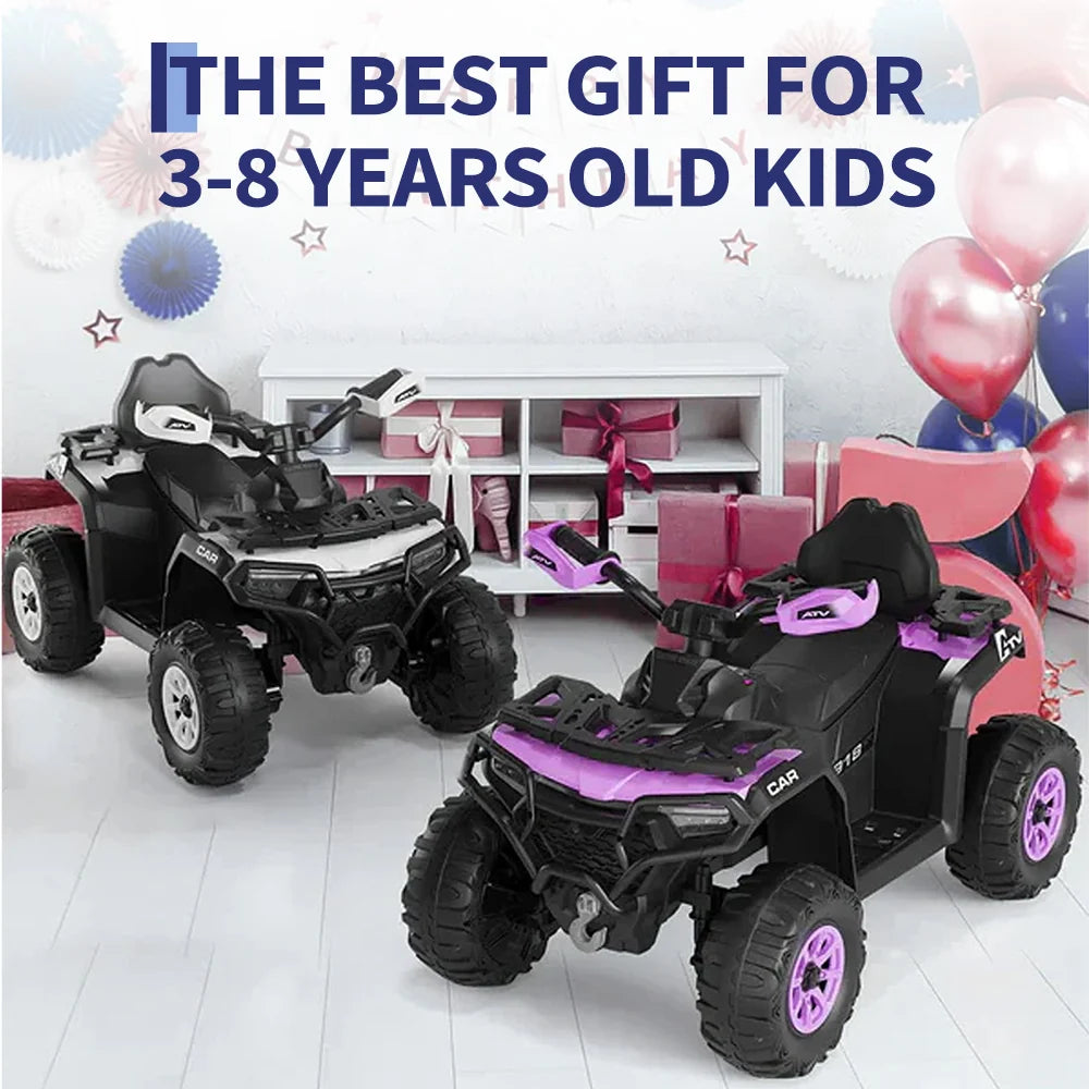 Garvee Quad Électrique 12 V pour Enfants de 3 à 6 Ans, 2 Moteurs Puissants, Télécommande Parentale, Éclairage LED, 4 Roues Robustes, 95 × 56 × 55 cm, pour Extérieur, Violet