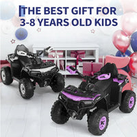 Garvee Quad Électrique 12 V pour Enfants de 3 à 6 Ans, 2 Moteurs Puissants, Télécommande Parentale, Éclairage LED, 4 Roues Robustes, 95 × 56 × 55 cm, pour Extérieur, Violet