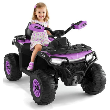 Garvee Quad Électrique 12 V pour Enfants de 3 à 6 Ans, 2 Moteurs Puissants, Télécommande Parentale, Éclairage LED, 4 Roues Robustes, 95 × 56 × 55 cm, pour Extérieur, Violet