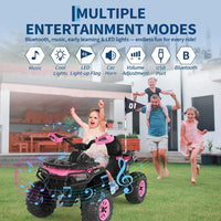 Garvee Quad Électrique 12 V pour Enfants de 3 à 6 Ans, 2 Moteurs Puissants, Télécommande Parentale, Éclairage LED, 4 Roues Robustes, 95 × 56 × 55 cm, pour Extérieur, Fuchsia