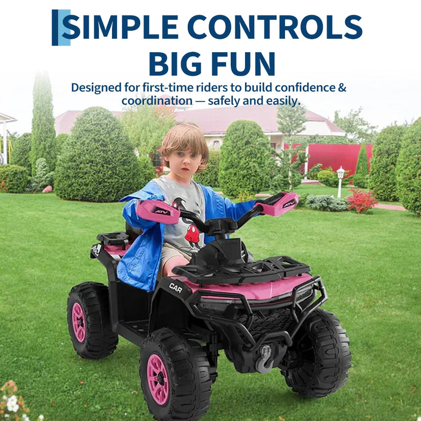 Quad enfant télécommande parentale et commande pédale enfant