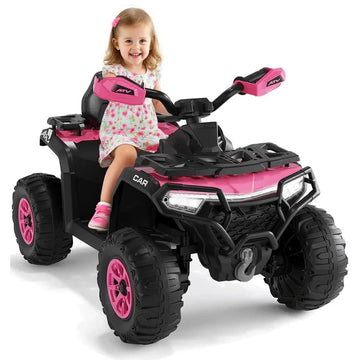 Garvee Quad Électrique 12 V pour Enfants de 3 à 6 Ans, 2 Moteurs Puissants, Télécommande Parentale, Éclairage LED, 4 Roues Robustes, 95 × 56 × 55 cm, pour Extérieur, Fuchsia