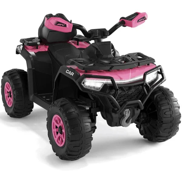 Garvee Quad Électrique 12 V pour Enfants de 3 à 6 Ans, 2 Moteurs Puissants, Télécommande Parentale, Éclairage LED, 4 Roues Robustes, 95 × 56 × 55 cm, pour Extérieur, Fuchsia