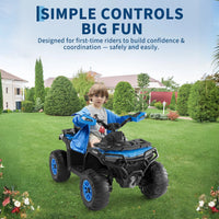 Garvee Quad Électrique 12 V pour Enfants de 3 à 6 Ans, 2 Moteurs Puissants, Télécommande Parentale, Éclairage LED, 4 Roues Robustes, 95 × 56 × 55 cm, pour Extérieur, Bleu