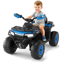 Garvee Quad Électrique 12 V pour Enfants de 3 à 6 Ans, 2 Moteurs Puissants, Télécommande Parentale, Éclairage LED, 4 Roues Robustes, 95 × 56 × 55 cm, pour Extérieur, Bleu