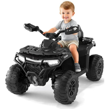 Garvee Quad Électrique 12 V pour Enfants de 3 à 6 Ans, 2 Moteurs Puissants, Télécommande Parentale, Éclairage LED, 4 Roues Robustes, 95 × 56 × 55 cm, pour Extérieur, Noir