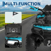 Garvee Quad Électrique 12 V pour Enfants de 3 à 6 Ans, 2 Moteurs Puissants, Télécommande Parentale, Éclairage LED, 4 Roues Robustes, 95 × 56 × 55 cm, pour Extérieur, Bleu ciel