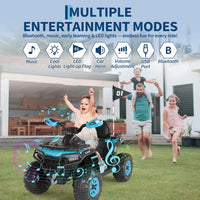 Garvee Quad Électrique 12 V pour Enfants de 3 à 6 Ans, 2 Moteurs Puissants, Télécommande Parentale, Éclairage LED, 4 Roues Robustes, 95 × 56 × 55 cm, pour Extérieur, Bleu ciel