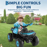 Garvee Quad Électrique 12 V pour Enfants de 3 à 6 Ans, 2 Moteurs Puissants, Télécommande Parentale, Éclairage LED, 4 Roues Robustes, 95 × 56 × 55 cm, pour Extérieur, Bleu ciel