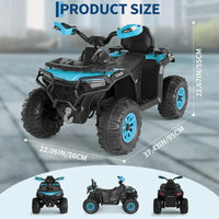 Garvee Quad Électrique 12 V pour Enfants de 3 à 6 Ans, 2 Moteurs Puissants, Télécommande Parentale, Éclairage LED, 4 Roues Robustes, 95 × 56 × 55 cm, pour Extérieur, Bleu ciel