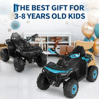 Garvee Quad Électrique 12 V pour Enfants de 3 à 6 Ans, 2 Moteurs Puissants, Télécommande Parentale, Éclairage LED, 4 Roues Robustes, 95 × 56 × 55 cm, pour Extérieur, Bleu ciel