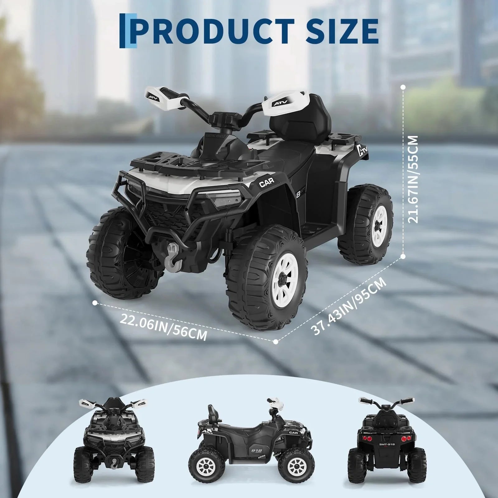 Garvee Quad Électrique 12 V pour Enfants de 3 à 6 Ans, 2 Moteurs Puissants, Télécommande Parentale, Éclairage LED, 4 Roues Robustes, 95 × 56 × 55 cm, pour Extérieur, Argenté