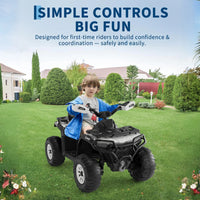 Garvee Quad Électrique 12 V pour Enfants de 3 à 6 Ans, 2 Moteurs Puissants, Télécommande Parentale, Éclairage LED, 4 Roues Robustes, 95 × 56 × 55 cm, pour Extérieur, Argenté