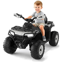 Garvee Quad Électrique 12 V pour Enfants de 3 à 6 Ans, 2 Moteurs Puissants, Télécommande Parentale, Éclairage LED, 4 Roues Robustes, 95 × 56 × 55 cm, pour Extérieur, Argenté