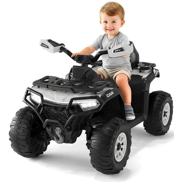 Garvee Quad Électrique 12 V pour Enfants de 3 à 6 Ans, 2 Moteurs Puissants, Télécommande Parentale, Éclairage LED, 4 Roues Robustes, 95 × 56 × 55 cm, pour Extérieur, Argenté