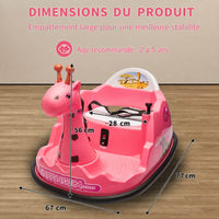 Garvee Voiture Auto-Tamponneuse Électrique pour Enfants 6 V, Design Girafe, Rose, Éclairage LED et Musique, pour Enfants de 2 à 5 Ans