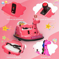 Garvee Voiture Auto-Tamponneuse Électrique pour Enfants 6 V, Design Girafe, Rose, Éclairage LED et Musique, pour Enfants de 2 à 5 Ans