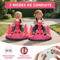 Garvee Voiture Auto-Tamponneuse Électrique pour Enfants 6 V, Design Girafe, Rose, Éclairage LED et Musique, pour Enfants de 2 à 5 Ans