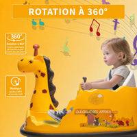 Garvee Voiture Auto-Tamponneuse Électrique pour Enfants 6 V, Design Girafe, Jaune, Éclairage LED et Musique, pour Enfants de 2 à 5 Ans