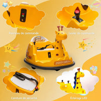 Garvee Voiture Auto-Tamponneuse Électrique pour Enfants 6 V, Design Girafe, Jaune, Éclairage LED et Musique, pour Enfants de 2 à 5 Ans