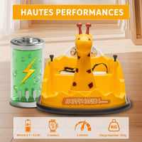 Garvee Voiture Auto-Tamponneuse Électrique pour Enfants 6 V, Design Girafe, Jaune, Éclairage LED et Musique, pour Enfants de 2 à 5 Ans