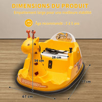 Garvee Voiture Auto-Tamponneuse Électrique pour Enfants 6 V, Design Girafe, Jaune, Éclairage LED et Musique, pour Enfants de 2 à 5 Ans