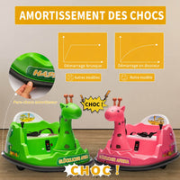 Garvee Voiture Auto-Tamponneuse Électrique pour Enfants 6 V, Design Girafe, Jaune, Éclairage LED et Musique, pour Enfants de 2 à 5 Ans