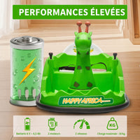 Garvee Voiture Auto-Tamponneuse Électrique pour Enfants 6 V, Design Girafe, Vert, Éclairage LED et Musique, pour Enfants de 2 à 5 Ans