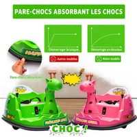 Garvee Voiture Auto-Tamponneuse Électrique pour Enfants 6 V, Design Girafe, Vert, Éclairage LED et Musique, pour Enfants de 2 à 5 Ans