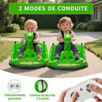 Garvee Voiture Auto-Tamponneuse Électrique pour Enfants 6 V, Design Girafe, Vert, Éclairage LED et Musique, pour Enfants de 2 à 5 Ans