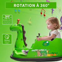 Garvee Voiture Auto-Tamponneuse Électrique pour Enfants 6 V, Design Girafe, Vert, Éclairage LED et Musique, pour Enfants de 2 à 5 Ans