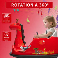 Garvee Voiture Auto-Tamponneuse Électrique pour Enfants 6 V, Design Girafe, Rouge, Éclairage LED et Musique, pour Enfants de 2 à 5 Ans