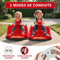 Garvee Voiture Auto-Tamponneuse Électrique pour Enfants 6 V, Design Girafe, Rouge, Éclairage LED et Musique, pour Enfants de 2 à 5 Ans