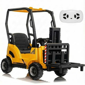 Garvee Chariot Élévateur Électrique pour Enfants 12 V avec Fonction de Levage et Télécommande, Cadre Robuste, Jaune, pour Intérieur et Extérieur, 3 à 7 Ans