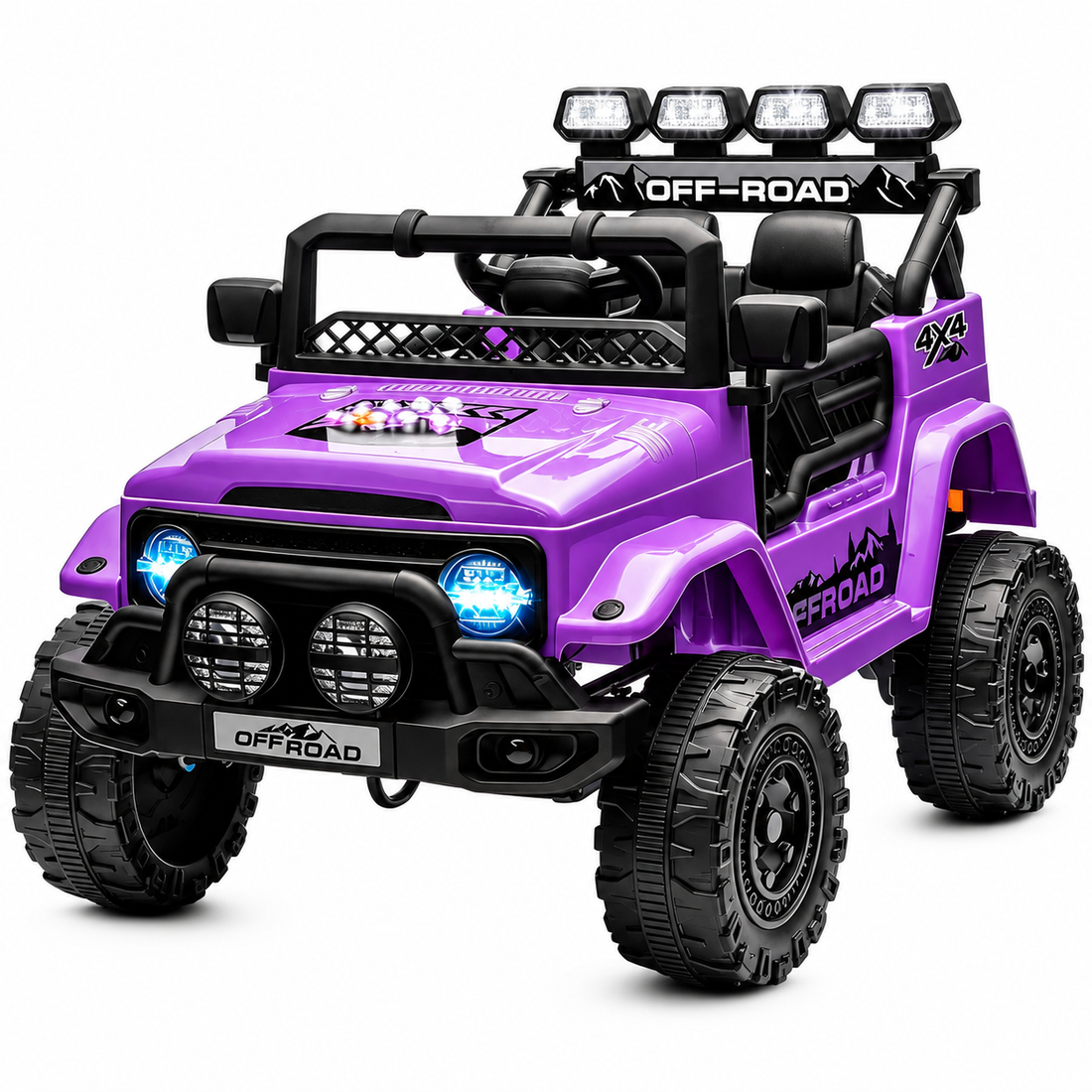 Garvee Voiture Électrique pour Enfants 12 V, Jeep Tout-Terrain Violet, 4 Roues Motrices, Télécommande 2,4 GHz, Éclairage LED et Musique, 3 à 8 Ans