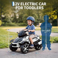 Garvee Tricycle Électrique pour Enfants 12 V, 3 Roues, Démarrage Doux, Éclairage LED et Musique, Plastique Résistant, pour Enfants de 3 à 8 Ans, Blanc