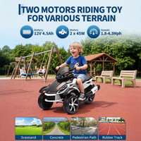 Garvee Tricycle Électrique pour Enfants 12 V, 3 Roues, Démarrage Doux, Éclairage LED et Musique, Plastique Résistant, pour Enfants de 3 à 8 Ans, Blanc