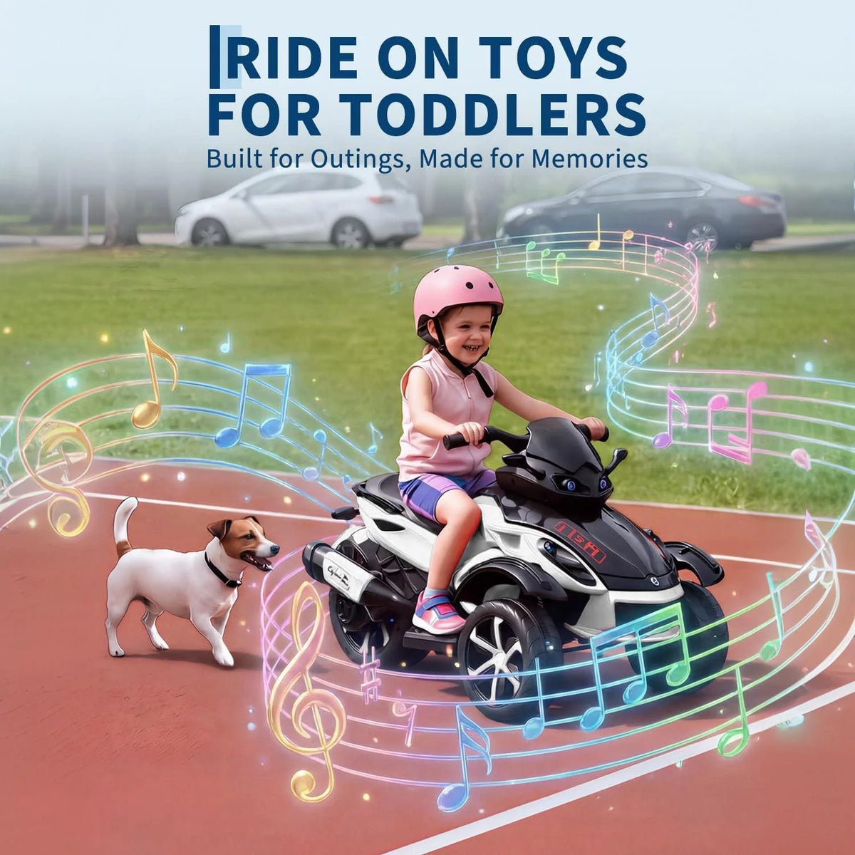 Garvee Tricycle Électrique pour Enfants 12 V, 3 Roues, Démarrage Doux, Éclairage LED et Musique, Plastique Résistant, pour Enfants de 3 à 8 Ans, Blanc